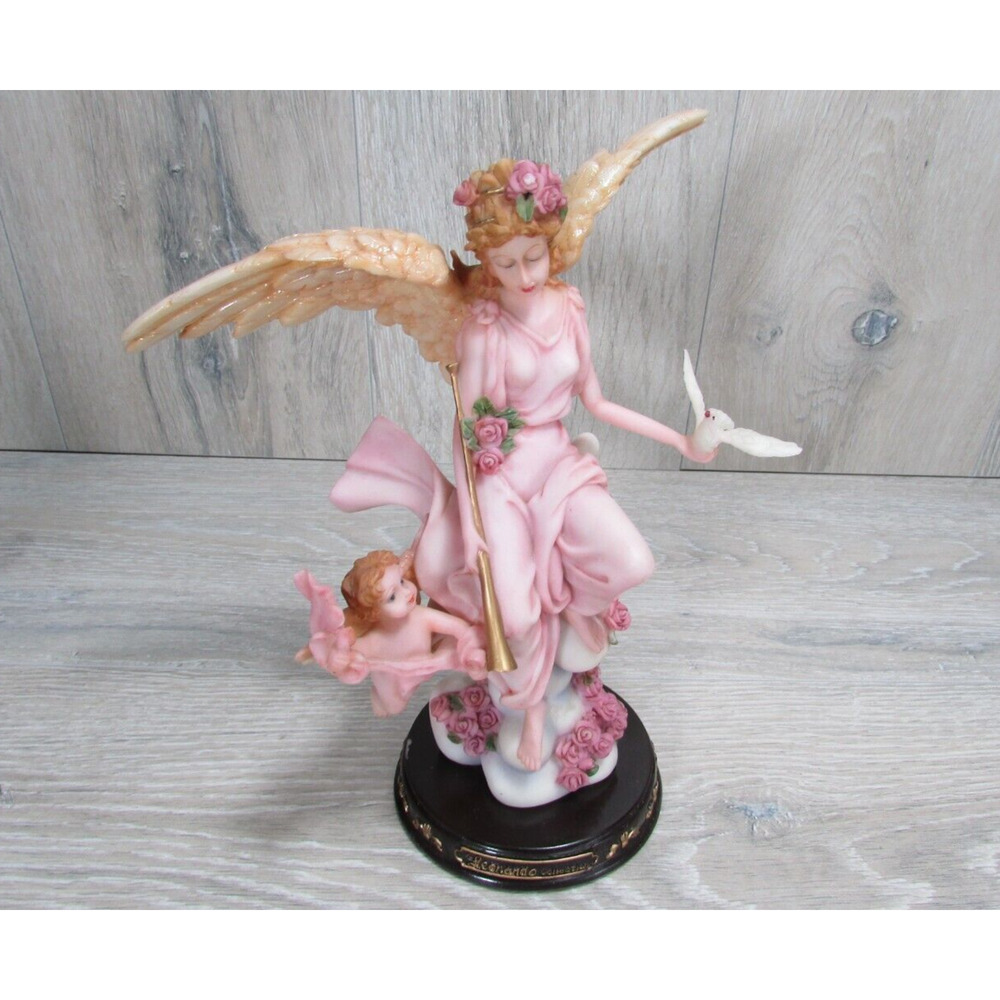 Leonardo Collection Fairy Angel Holding Flute w/ Baby Angel Statue Figure -10"